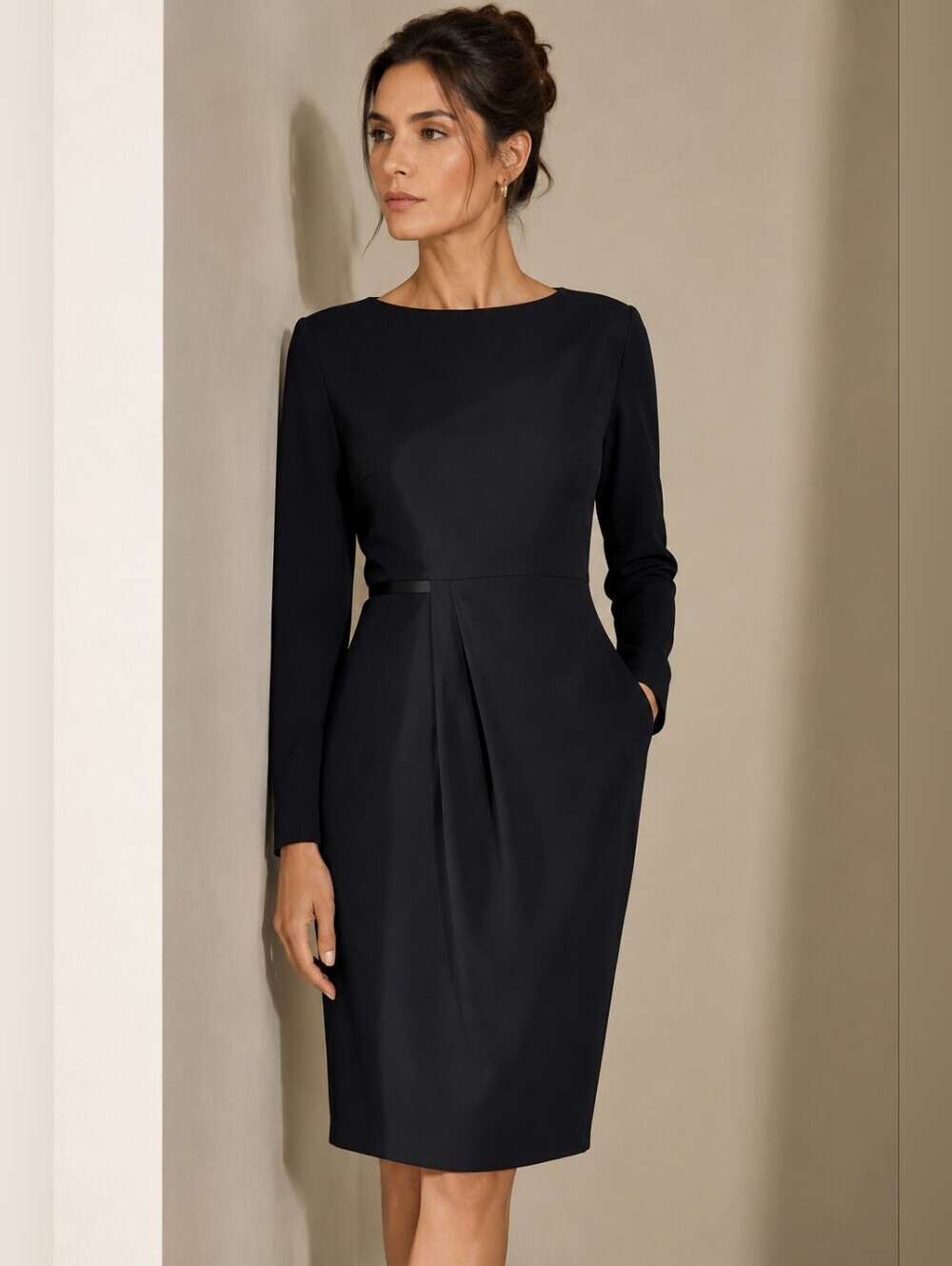 BOSS Hugo Boss Black Sheath Midi Dress Women’s 10 Career Office Elegant